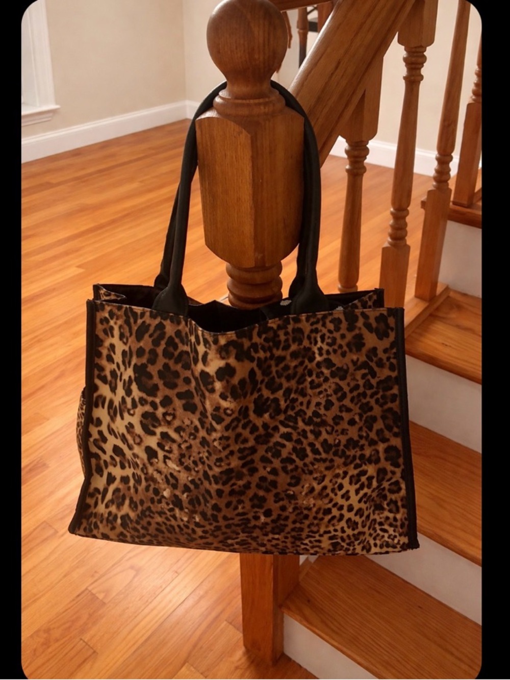 Neiman Marcus Leopard Print Nylon Tote Bag - Picture 3 of 5